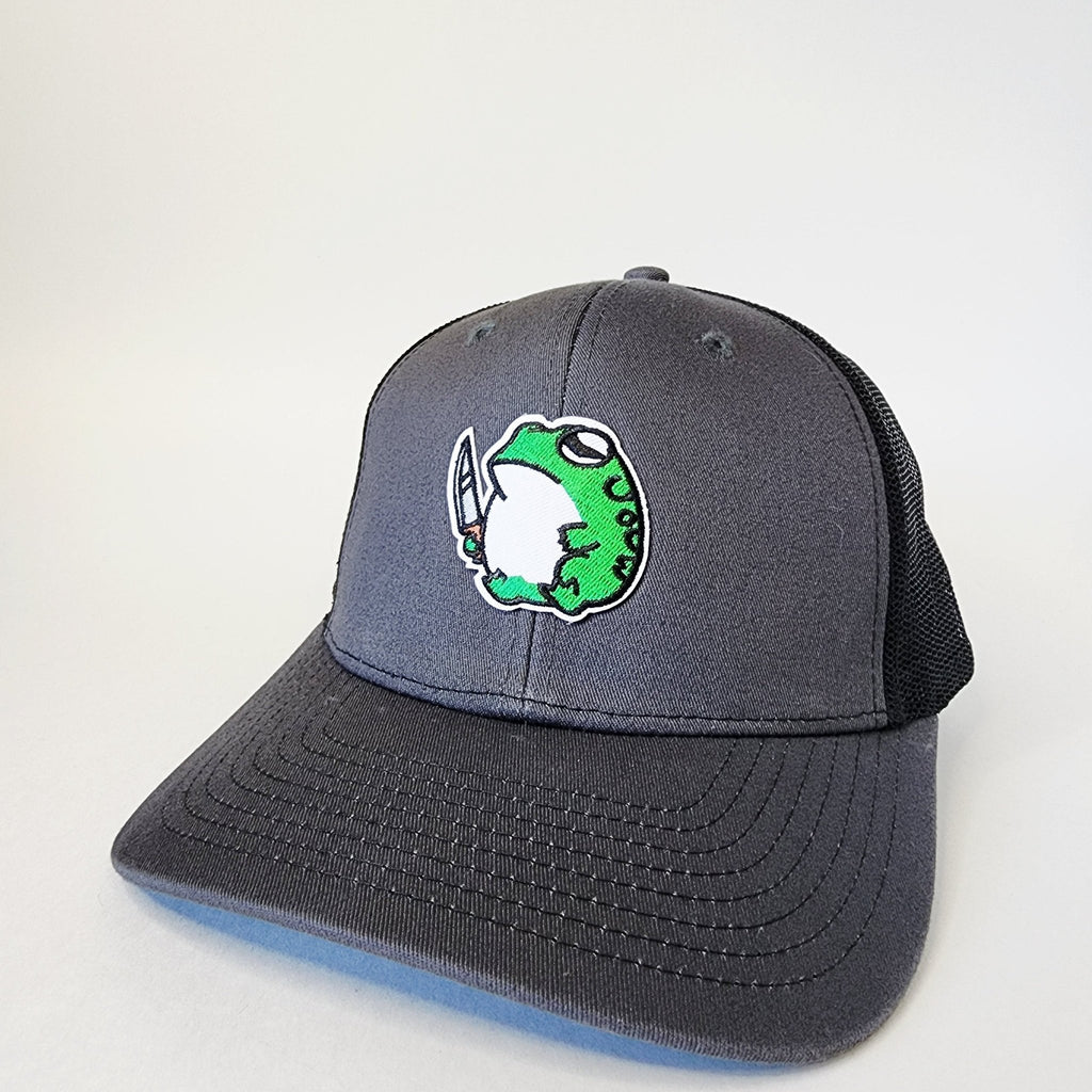 Charcoal and Black Mesh Don't Mess with Me Frog Snapback Hat - The Raveground