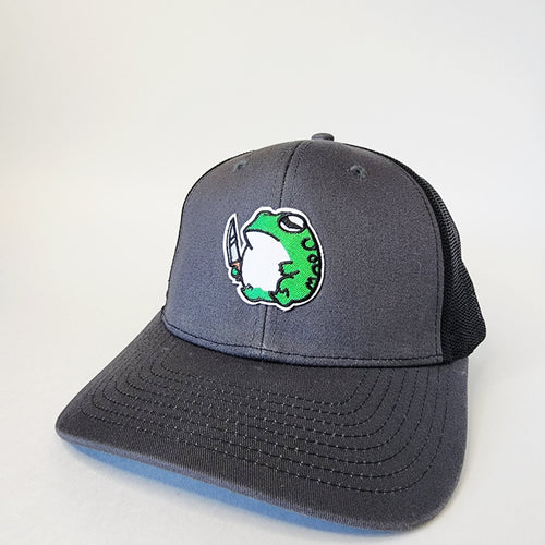 Charcoal and Black Mesh Don't Mess with Me Frog Snapback Hat - The Raveground