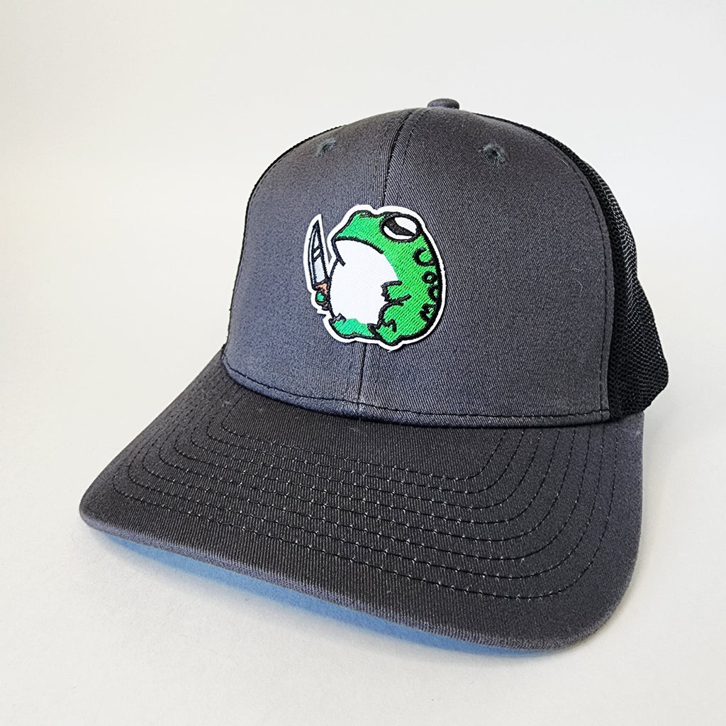 Charcoal and Black Mesh Don't Mess with Me Frog Snapback Hat - The Raveground