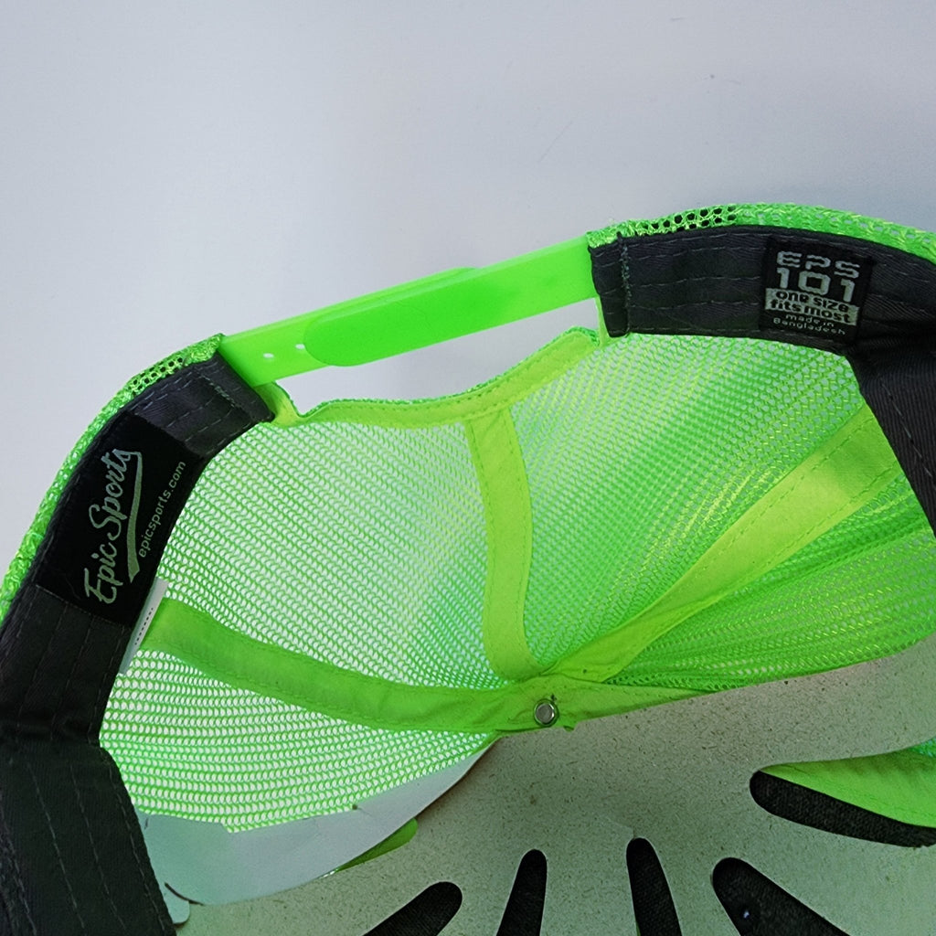 Gray and Lime Mesh Marijuana Leaf Snapback Hat - The Raveground