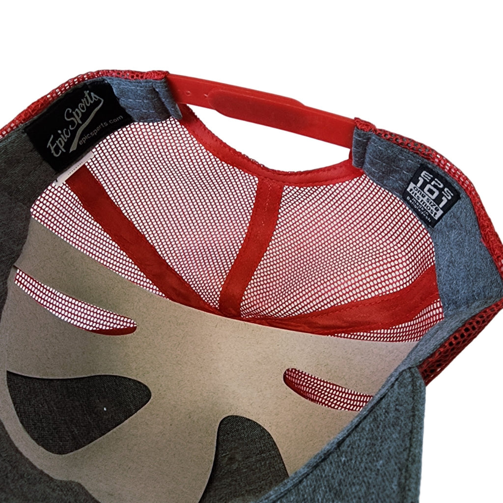 Gray and Red Mesh I Tried at Home Snapback Hat - The Raveground